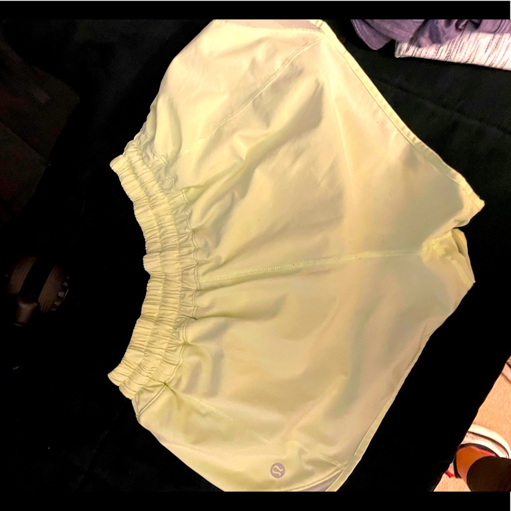 Lululemon bright yellow running shorts